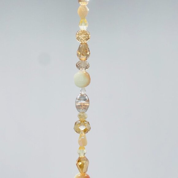 Beaded Suncatcher - Champagne Gold - Clear Crystal Prism - Hanging Decor - Picture 13 of 16